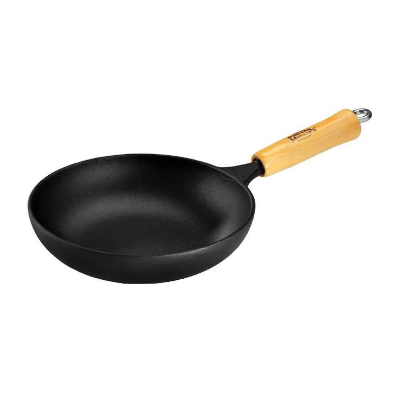 Frigideira Wok Chef Ferro Fundido 22cm 1,5L Cabo Madeira Panela Mineira