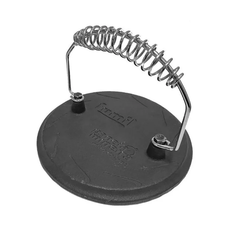 Prensador Redondo Grill Alça De Espiral Panela Mineira 19cm