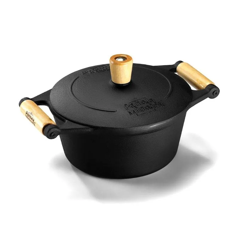 Caçarola Tradição Ferro Fundido Alça de Madeira 22CM 3,2L Panela Mineira