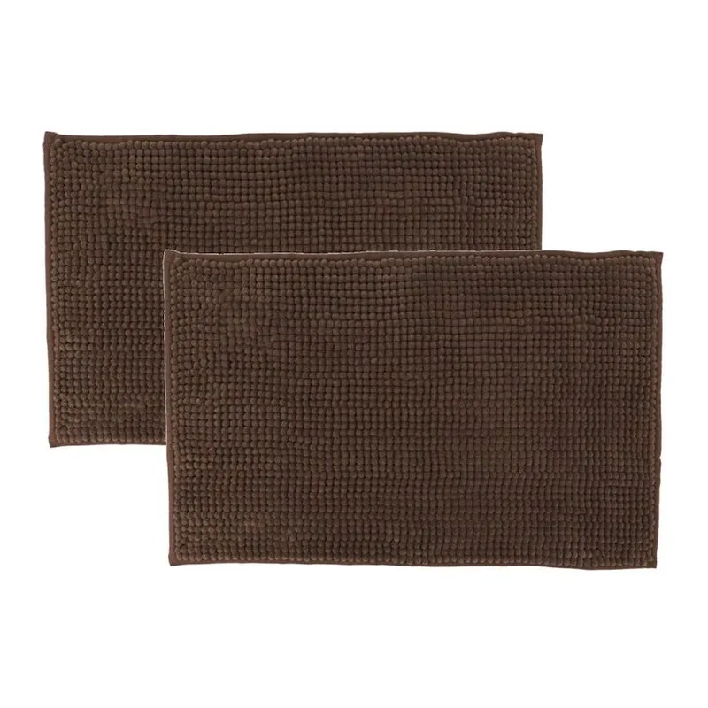 Kit 2 Tapetes Banheiro Bolinha Antiderrapante Marrom 58x38cm