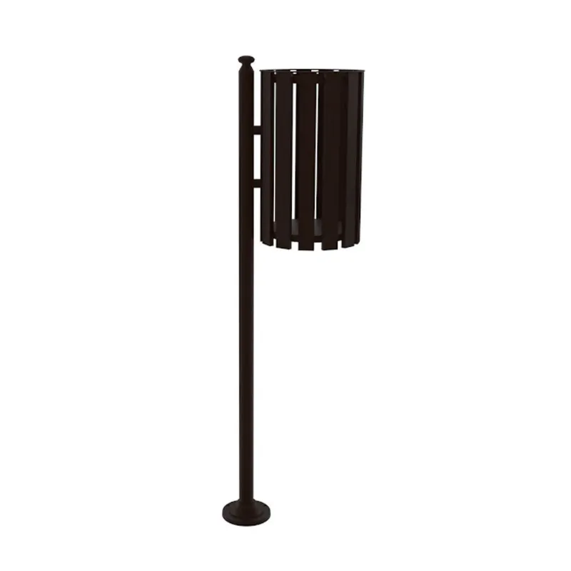 Lixeira De Rua Pátios Parques Simples Tubular Marrom 151cm