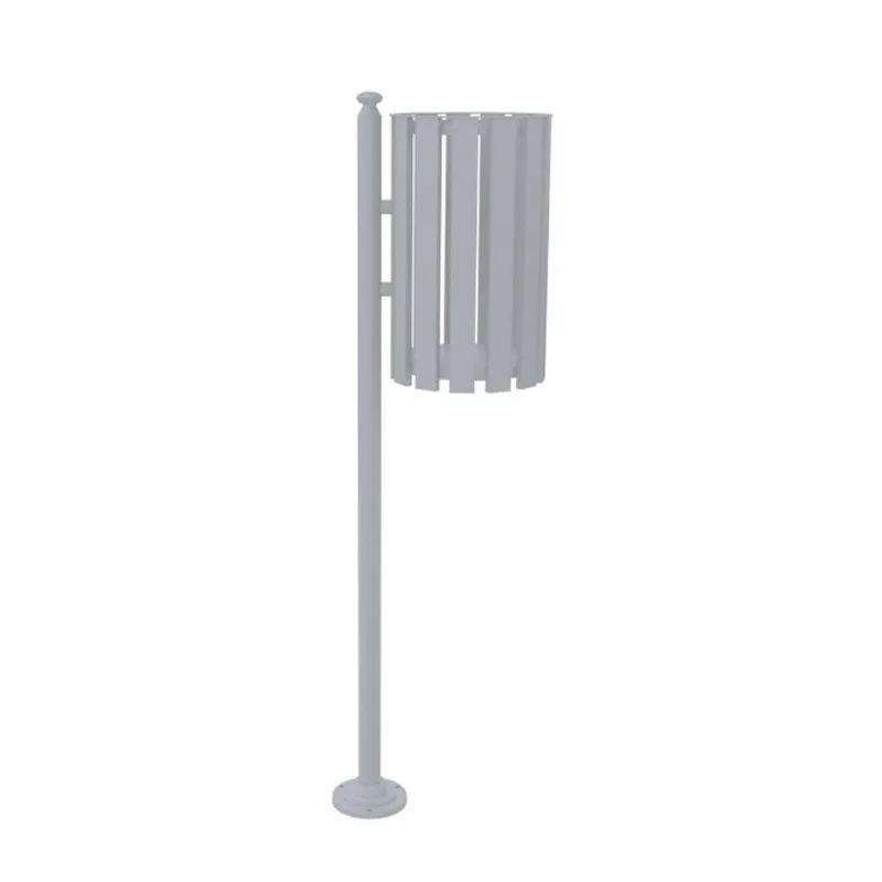 Lixeira De Rua Pátios Parques Simples Tubular Cinza 151cm