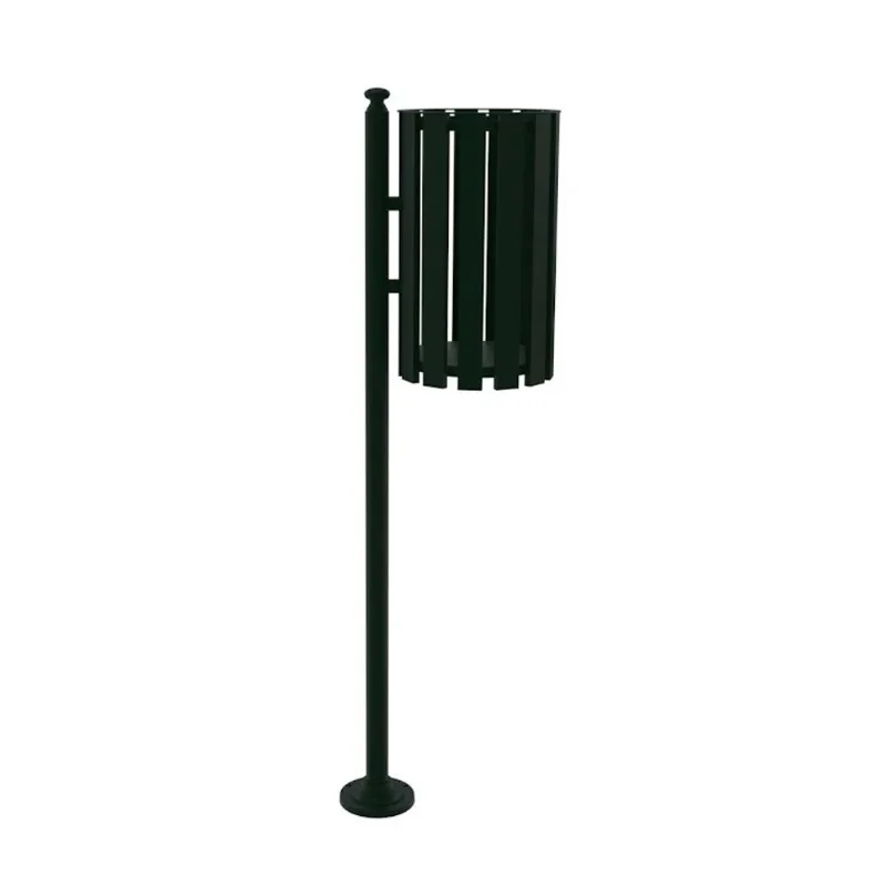 Lixeira De Rua Pátios Parques Simples Tubular Verde 151cm