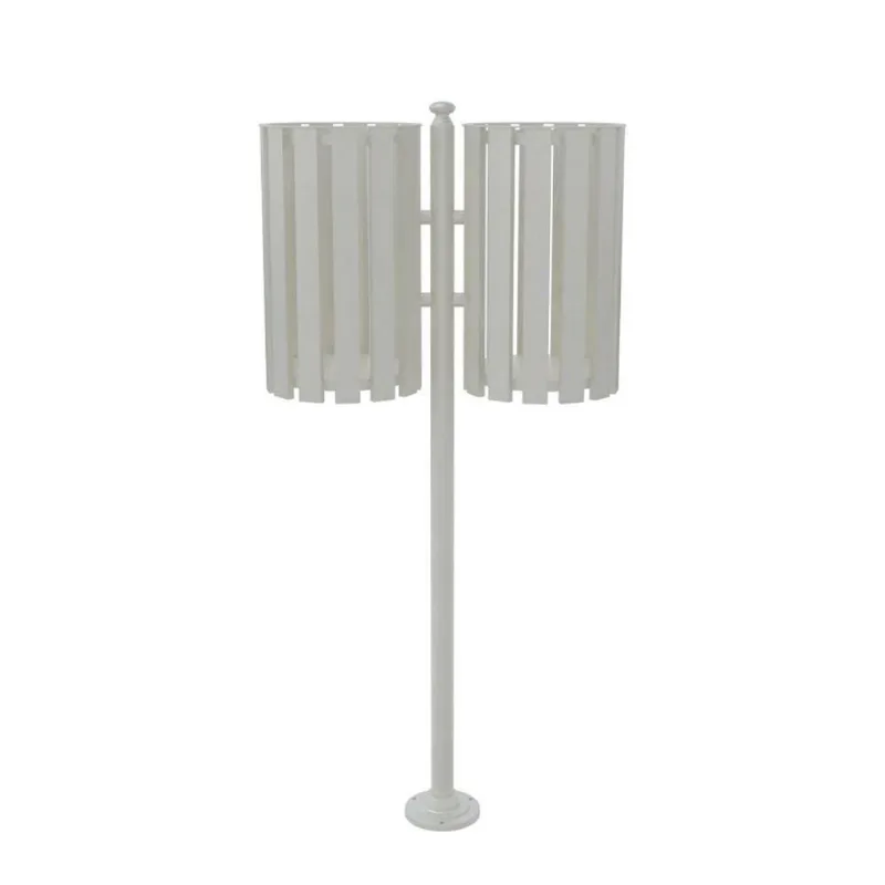 Lixeira De Rua Dupla Tubular Lpdbe151utd Para Áreas Externas Com Cestos 30cm Bege