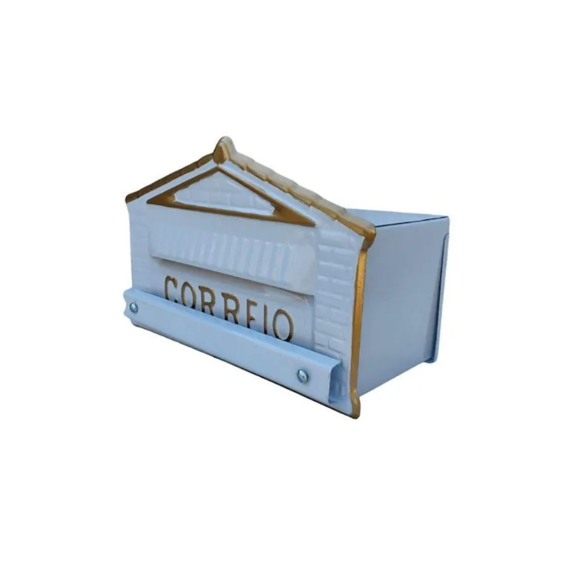 Caixa de Correio A064BOM Cartas para Grade Abertura por Detrás Branca Ouro Minas