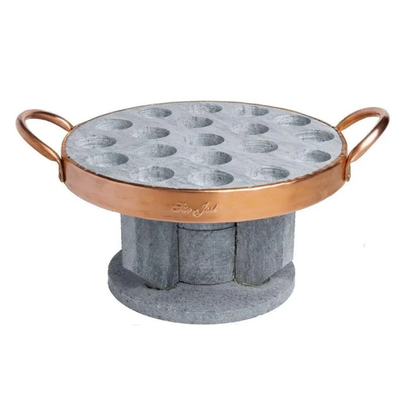 Kit Fondue Pedra Sabão para Queijo com Fogareiro Cobre Industria São Jose 22CM