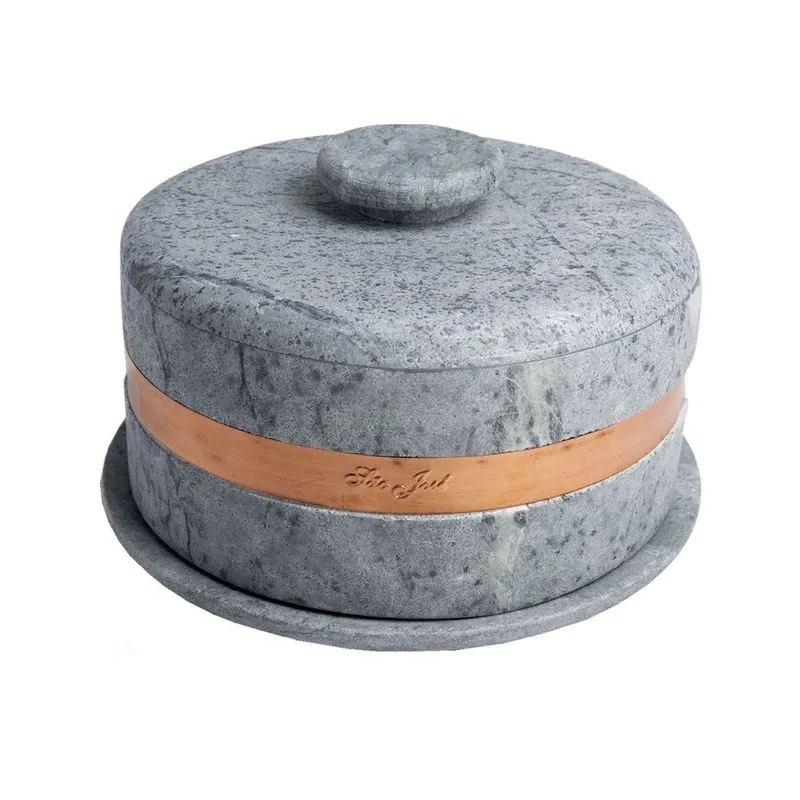 Boleira De Pedra Sabão Cobre Tampa Pedra Bolo Torta 22x13cm