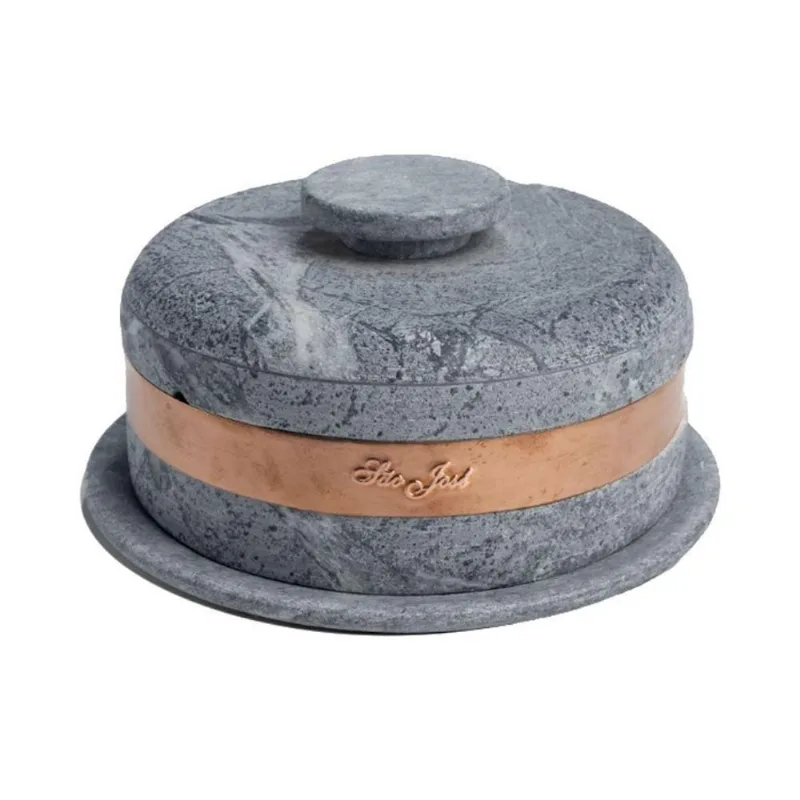 Queijeira AF1186INDSJ para Servir Queijo Pedra Sabao com Tampa 20x10cm Cobre Industria Sao Jose