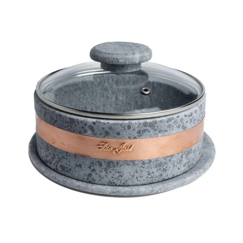 Queijeira AF1188INDSJ Pedra Sabao Cobre Tampa de Vidro para Queijo e Frios Industria Sao Jose