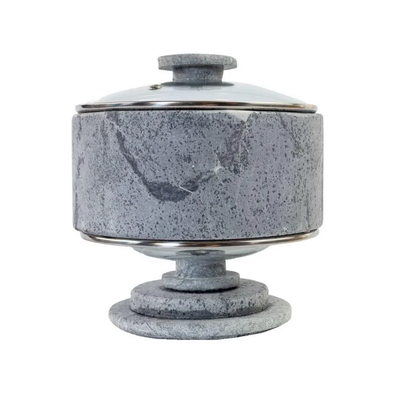Bomboniere AF1176INDSJ Tampa Vidro Pedra Sabão 22x20cm Industria São Jose