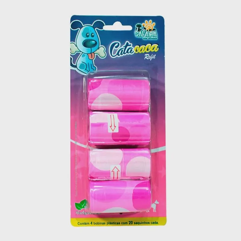 Refil Cata Caca Para Cães Rosa Savana Pet