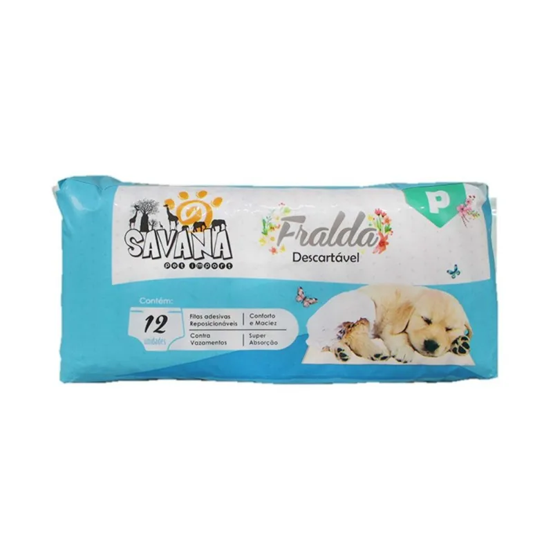 Fralda Higiênica Savana Descartável Premium Com 12 Unidades Para Cães Fêmeas - Tamanho P