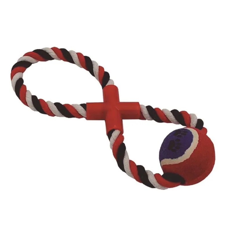 Brinquedo Pet Corda Cruzada Com Bola 30Cm - Diversão Garanti
