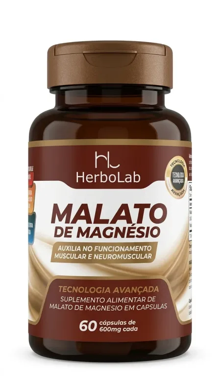 Malato de magnesio 600mg 60caps Herbolab - Lira Suplementos