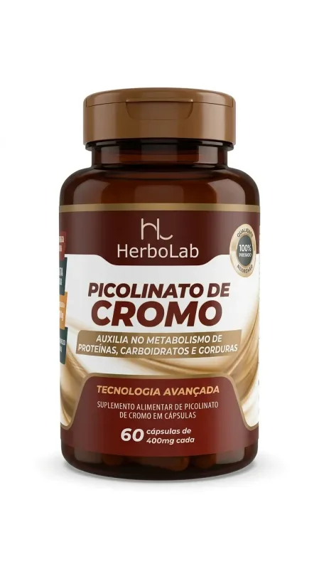 Picolinato de cromo 400mg 60caps Herbolab - Lira Suplementos