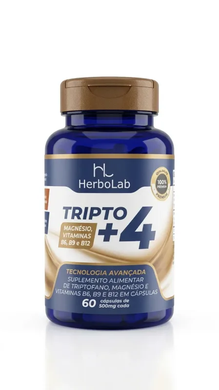 Tripto+4 (triptofano) 500mg 60 caps Herbolab - Lira Suplementos