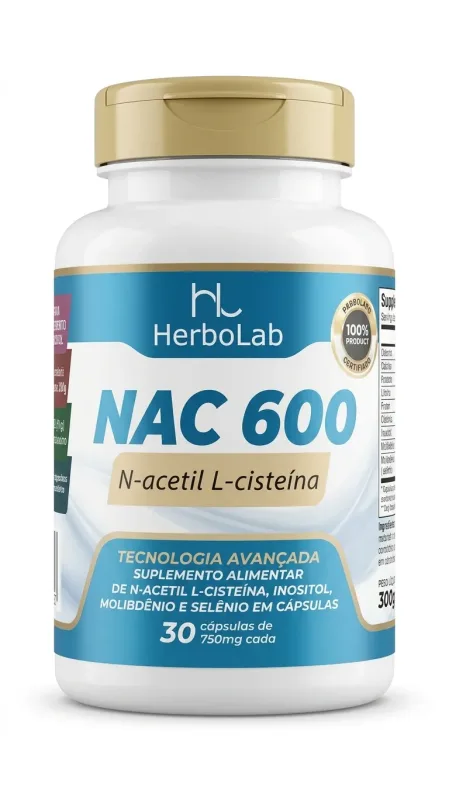 NAC (N-Acetil L- Cisteina) 30caps Herbolab - Lira Suplementos