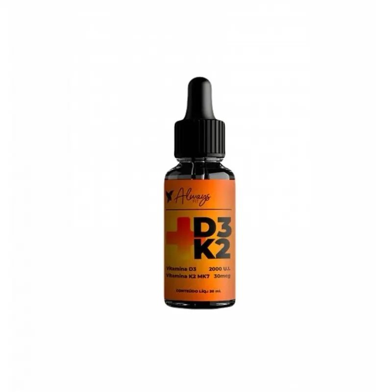 Vitamina D3 + K2 Mk-7 em Gotas - 20 ml - Always Fit