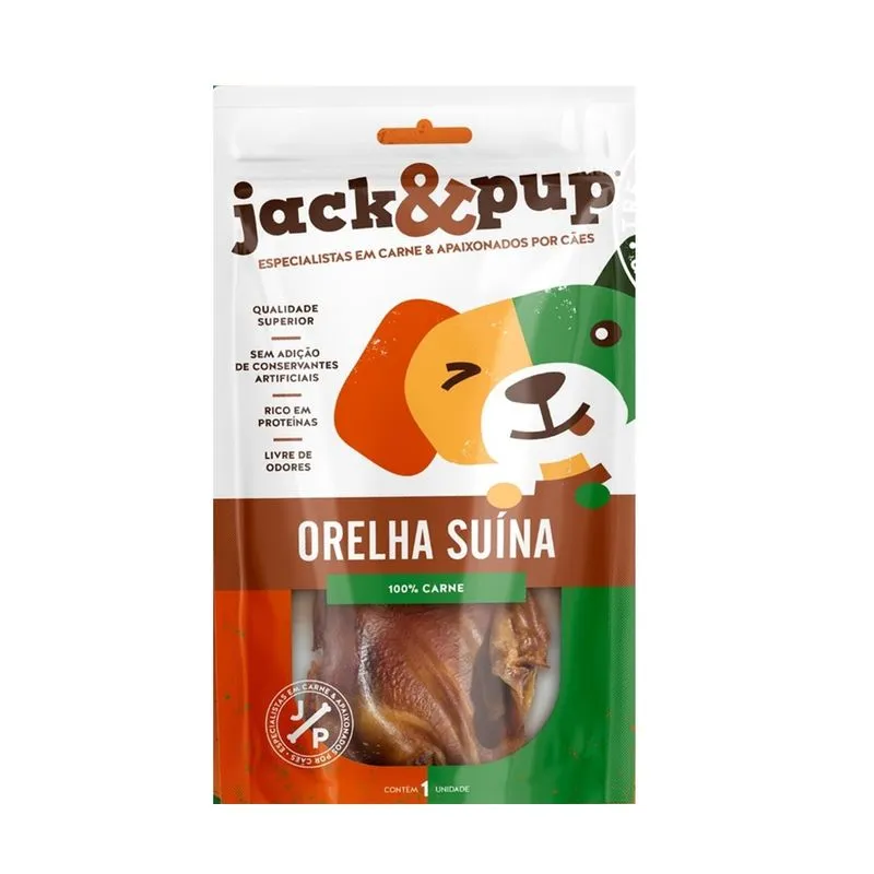 Petisco 100% Natural Jack &amp; Pup Orelha Suína P/ Cães