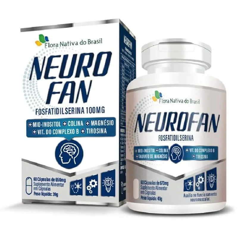 3x NeuroFan - Fosfatidilserina + Mio Inositol + Colina + Taurato + Tirosina + Complexo B 60 Cápsulas 670mg