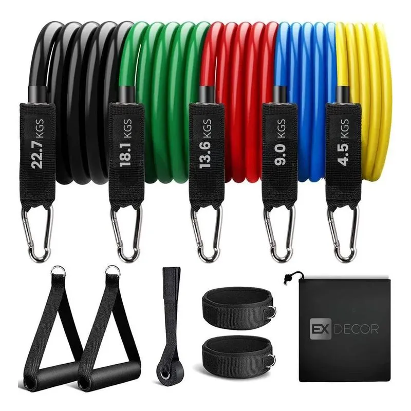 Kit Tubing Elástico 11 Itens Extensor Para Treinamento Funci