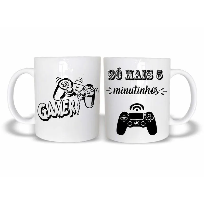 Caneca Gamer Só Mais 5 Minutinhos 325Ml Polímero