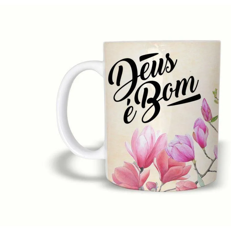 Caneca Evangélica | Deus É Bom. 325Ml Cerâmica