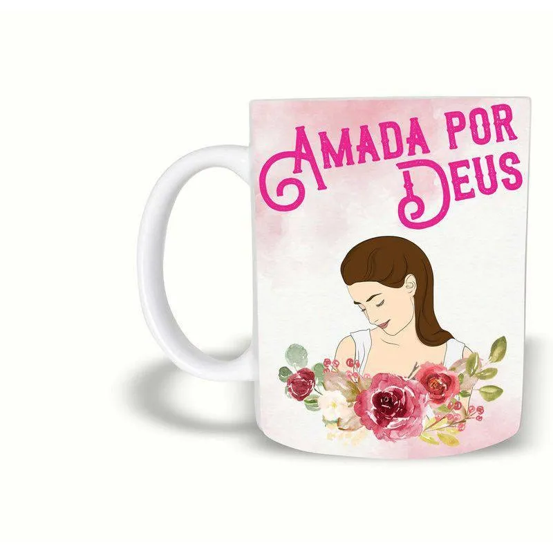 Caneca Evangélica | Amada Por Deus 325Ml Cerâmica