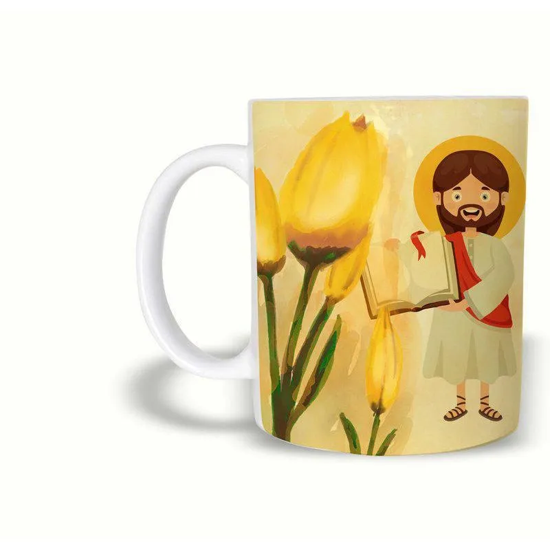Caneca Evangélica | Jesus No Jardim. 325Ml Cerâmica