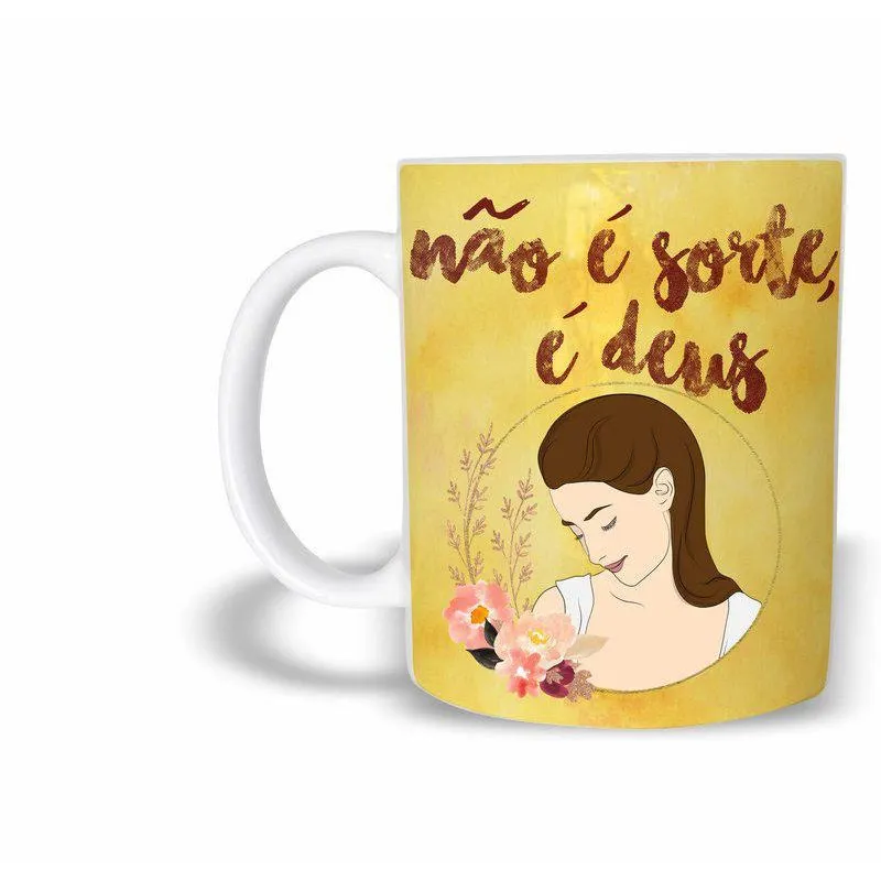 Caneca Evangélica | Não É Sorte, É Deus. 325Ml Cerâmica