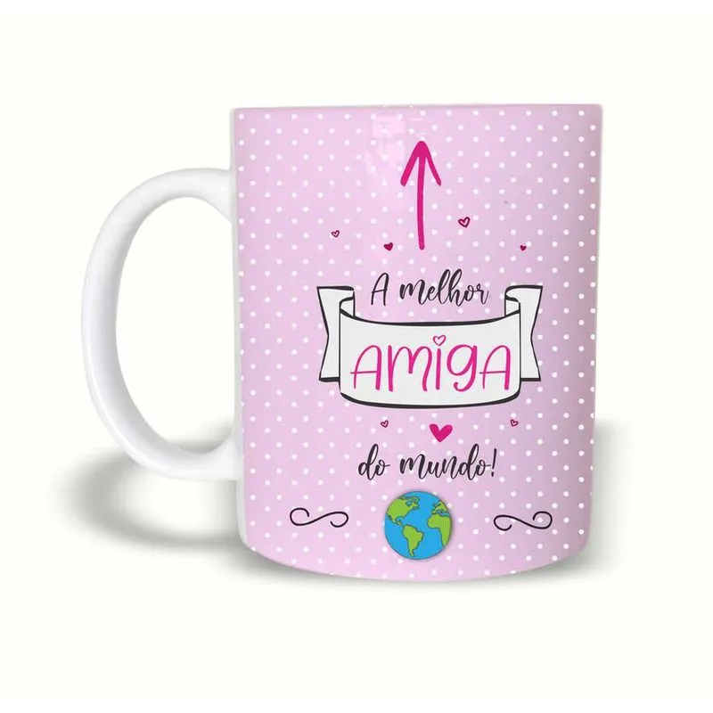 Caneca A Melhor Amiga Do Mundo 325Ml Cerâmica