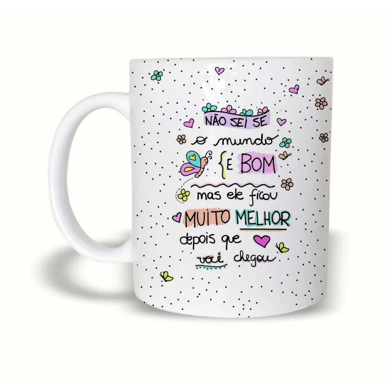 Caneca Temática Frase Motivacional Cerâmica 325Ml