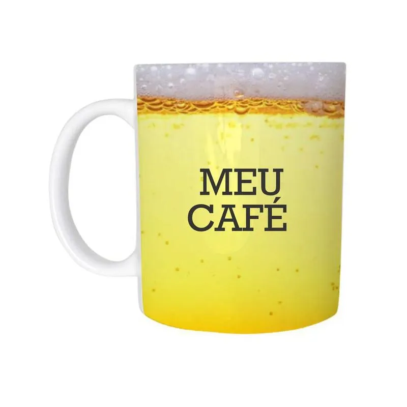Caneca Temática Meu Café Cerâmica 325Ml