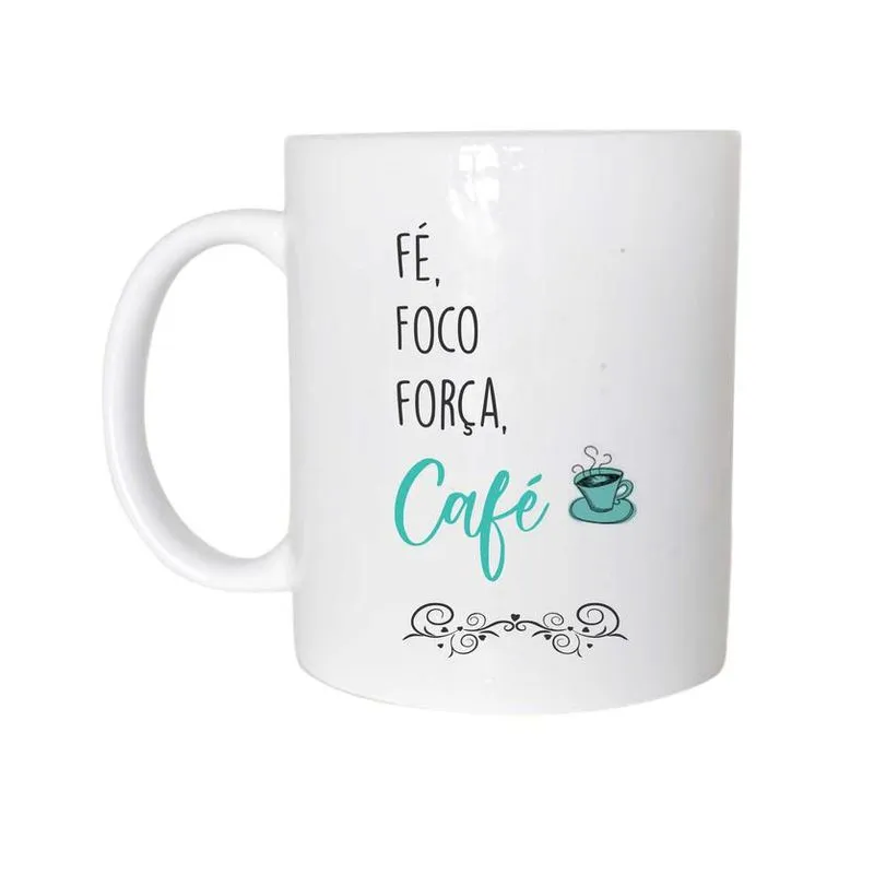Caneca Temática Foco Força Café Cerâmica 325Ml