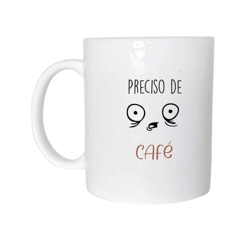 Caneca Temática Preciso De Café 325Ml Cerâmica