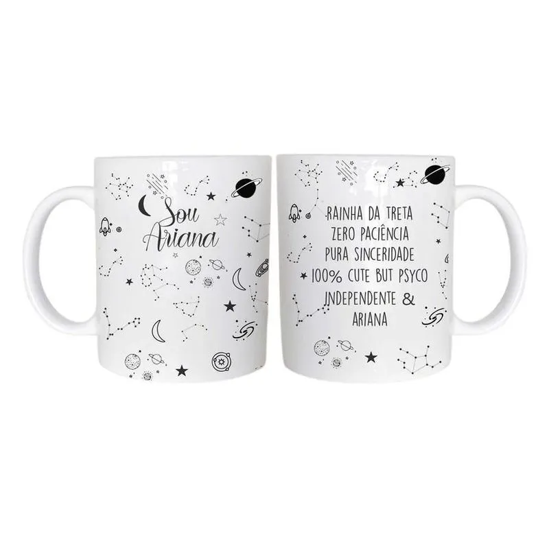 Caneca Temática Signo Áries 1 Cerâmica 325Ml