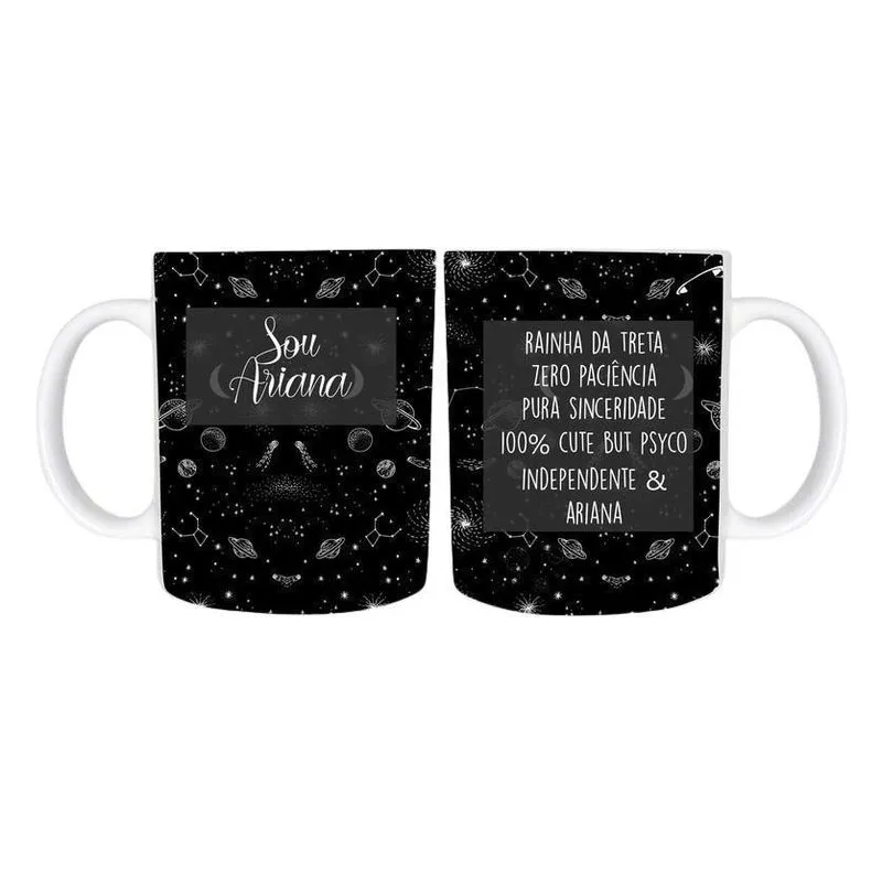 Caneca Temática Signo Áries 2 Cerâmica 325Ml