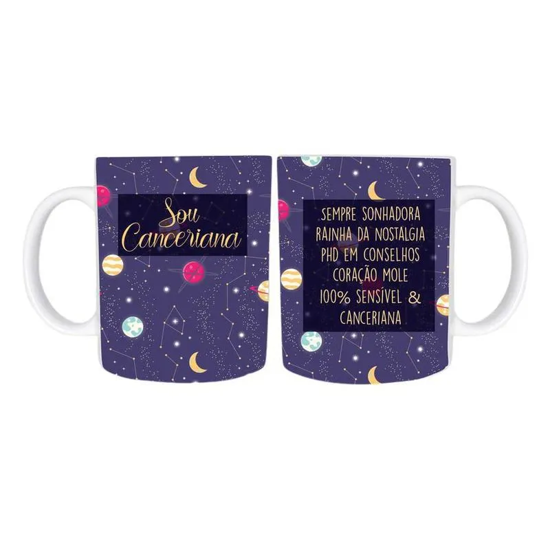 Caneca Temática Signo Câncer 3 Cerâmica 325Ml