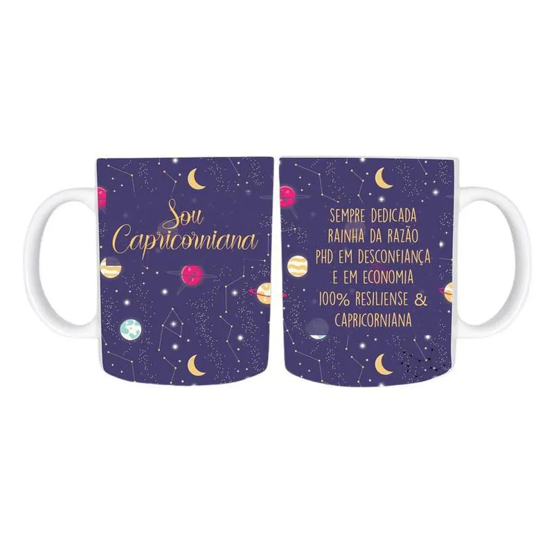 Caneca Temática Signo Capricórnio 1 Cerâmica 325Ml