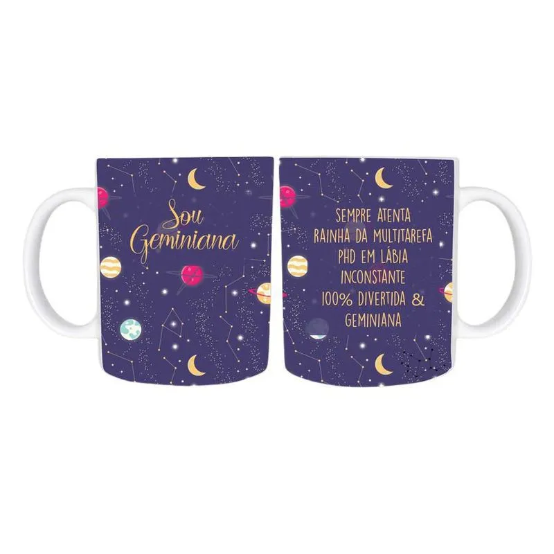 Caneca Temática Signo Gêmeos 3 Cerâmica 325Ml. Caneca Temática Signo Gêmeos 3 Cerâmica 325Ml