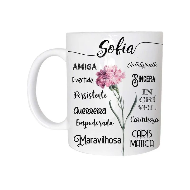 Sofia Caneca Com Nome Cerâmica 325Ml