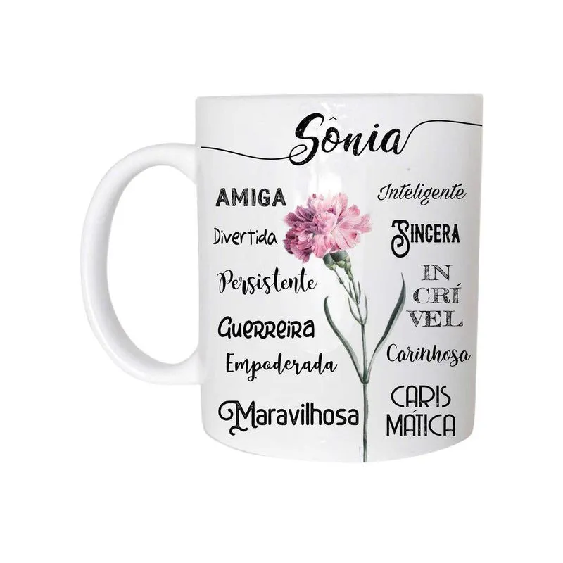 Sônia Caneca Com Nome Cerâmica 325Ml