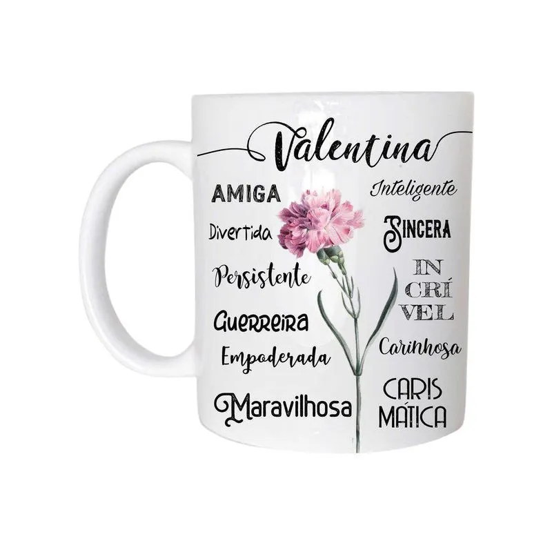 Valentina Caneca Com Nome Cerâmica 325Ml