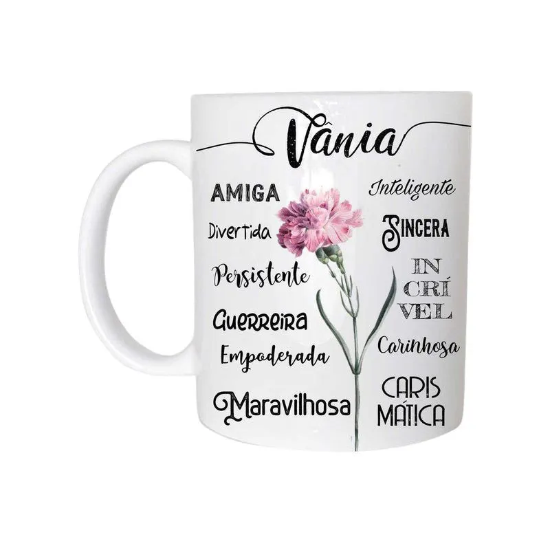 Vânia Caneca Com Nome Cerâmica 325Ml