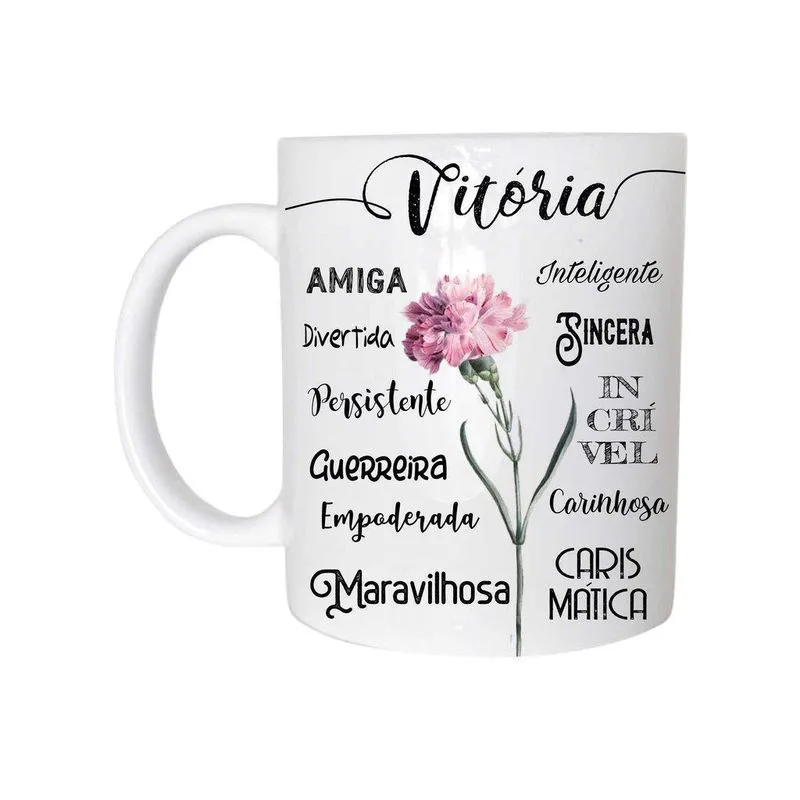 Vitória Caneca Com Nome Cerâmica 325Ml