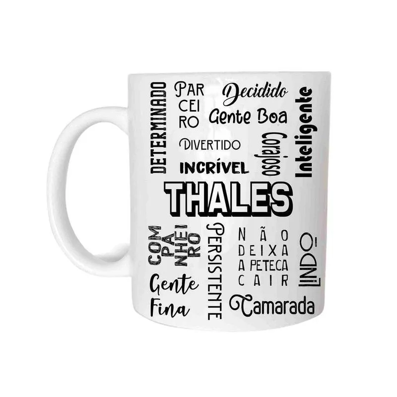 Thales Caneca Com Nome Cerâmica 325Ml