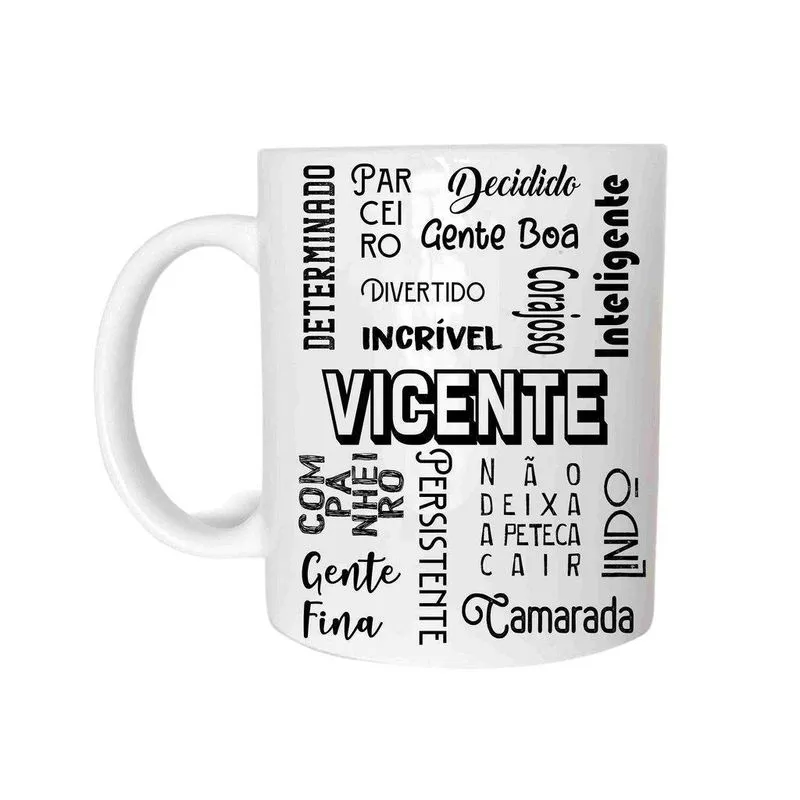 Vicente Caneca Com Nome Cerâmica 325Ml