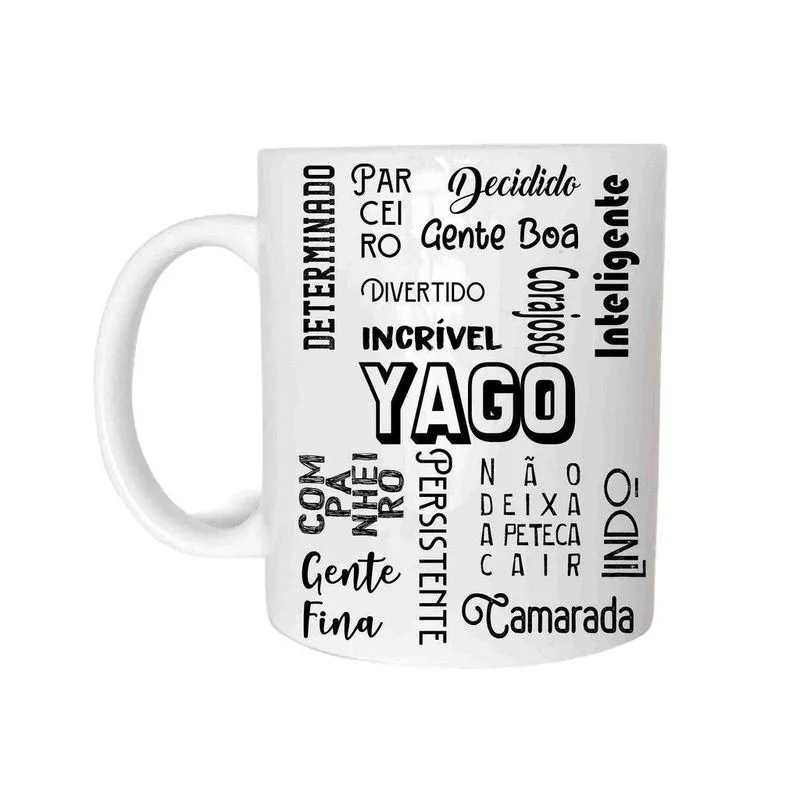 Yago Caneca Com Nome Cerâmica 325Ml