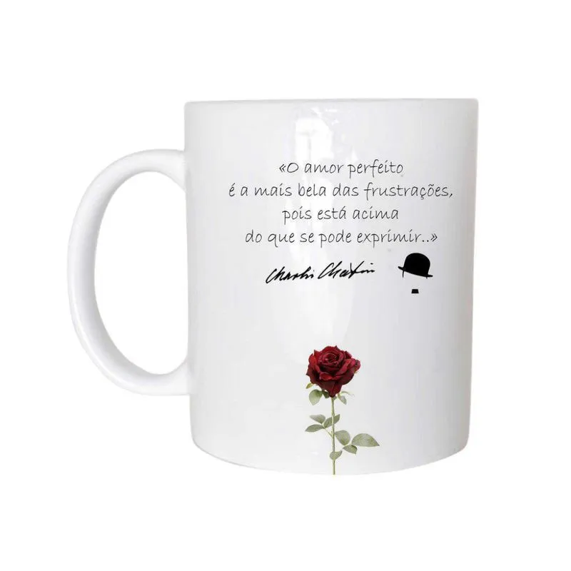 Caneca Frases Charlie Chaplin 2 Cerâmica 325Ml