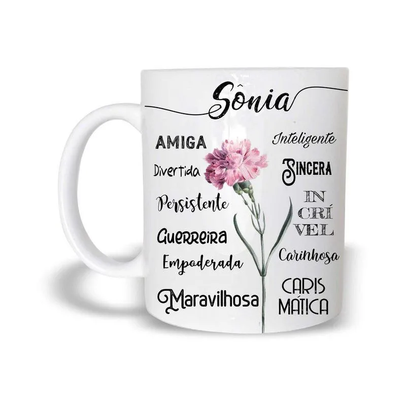 Sônia Caneca Com Nome Polímero 325Ml